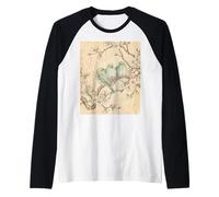 Sakura Birds Harmony Arte de Tinta Japonesa Camiseta Manga Raglan