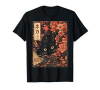 Sakura Cherry Blossom Japanese Cat Ukiyo-e Vintage Camiseta