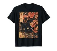 Sakura Cherry Blossom Japanese Cat Ukiyo-e Vintage Camiseta
