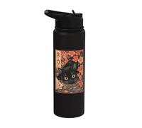Sakura Cherry Blossom Japanese Cat Ukiyo-e Vintage Stainless Steel Insulated Water Bottle