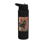 Sakura Cherry Blossom Japanese Cat Ukiyo-e Vintage Stainless Steel Insulated Water Bottle