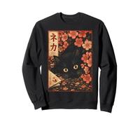 Sakura Cherry Blossom Japanese Cat Ukiyo-e Vintage Sudadera