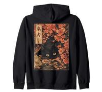 Sakura Cherry Blossom Japanese Cat Ukiyo-e Vintage Sudadera con Capucha