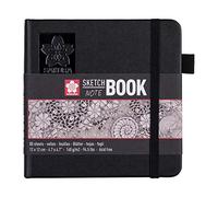 Sakura Cuaderno de Bocetos Negro | 12 x 12 cm, 140 g, 80 hojas | Cuaderno de Tapa Dura para Lápiz, Pastel, Tinta, Témpera