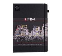 Sakura Cuaderno de Bocetos Negro | 21 x 29.7 cm, 140 g, 80 páginas papel negro | Cuaderno de Tapa Dura para Lápiz, Pastel, Tinta, Témpera