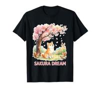 Sakura Dream Shiba Inu Arte estético de Flor de Cerezo japonés Camiseta