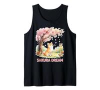 Sakura Dream Shiba Inu Arte estético de Flor de Cerezo japonés Camiseta sin Mangas