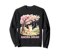 Sakura Dream Shiba Inu Arte estético de Flor de Cerezo japonés Sudadera