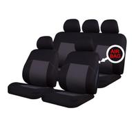 Sakura Ealing SS5291 - Fundas para Asientos y Reposacabezas Coche, Juego Completo, Tamaño Universal, Dobladillos Elásticos, Airbags Laterales Compatibles, Lavables, Colocación Sencilla, Color Negro