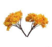 Sakura en miniatura para modelos de cerezo en flor para jardines de hadas, casa de muñecas y modelo de ferrocarril, paquete de 10 adornos de plástico para césped, 2.56 pulgadas