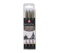 SAKURA Estuche de 3 rotuladores Pigma Micron Fineliner - Plumín ancho 0,5 mm 0,6 mm 0,7 mm - Negro - Tinta permanente resistente al agua - Estuche de 3 rotuladores