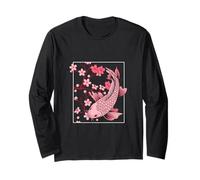 Sakura Flor Flor Koi Pez Vintage Japonés Retro Manga Larga