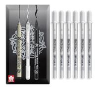 SAKURA Gelly Roll Basic - Bolígrafo de gel blanco, tinta blanca opaca e impermeable, sin sangrado ni manchas, flujo suave para dibujar, resaltar y papel oscuro, punta 05, paquete de 6 en embalaje de