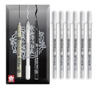 SAKURA Gelly Roll Basic Bolígrafo de gel blanco | Tinta blanca opaca impermeable, sin sangrado | Flujo fluido para dibujo, reflejos y papel oscuro | Puntas de 0,5, 0,8, 1,0 mm | Juego de 6