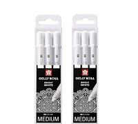 SAKURA Gelly Roll Blanco, 6 bolígrafos Bright White en estuche, Mix-Size 08