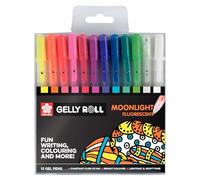SAKURA Gelly Roll Luz de Luna Bolígrafo de Gel Fluorescente Juego de 12 colores | Bolígrafos para escribir, dibujar y rotular