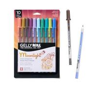 SAKURA Gelly Roll Moonlight - 10 bolígrafos de gel, bolígrafo de tinta audaz para diario, arte o dibujo, tinta surtida de tonos tierra y joya, línea audaz, paquete de 10