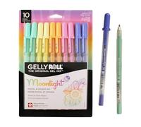 Sakura Gelly Roll Moonlight - 10 bolígrafos de gel pastel y opacos, bolígrafo de tinta de punta gruesa para diario, arte o dibujo, tinta pastel surtida, línea audaz, paquete de 10