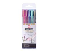 SAKURA Gelly Roll Oro Sombra Purpurina Bolígrafos de gel Juego de 5 | Especial Metálico | Bolígrafos para escribir, dibujar, diario y manualidades