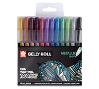 SAKURA Gelly Roll Set de 12 rotuladores de tinta gel metálica, colores surtidos | Rotuladores para escribir, dibujar y rotular