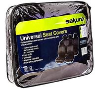 Sakura - Juego de Fundas para Asientos de Coche (con reposacabezas), Color Blanco y Negro
