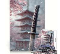 Sakura Katana en Invierno, Rompecabezas de 1000 Piezas para Adolescentes, Mejora la Memoria, Tranquilo, Calma, Corte Premium, Regalo Conmovedor (38x26cm)