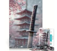 Sakura Katana en Invierno, Rompecabezas de 1000 Piezas para Adolescentes, Mejora la Memoria, Tranquilo, Calma, Corte Premium, Regalo Conmovedor (38x26cm)