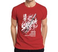 Sakura Katana Samurai Japan Cherry Blossom Y2K - Camiseta para hombre, rojo, 3XL