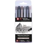 Sakura koi colouring brush pen set - urban shades - 6 gray colours - f