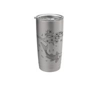 Sakura Koi Fish Line Art Zen japonés Vaso térmico de acero inoxidable de doble pared