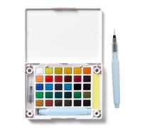 SAKURA Koi Water Colors Pocket Field Sketch Box - 30 medias pastillas - Incluye paleta mezcladora, esponja y pincel para agua