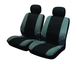 Sakura Merton SS3633 - Fundas para Asientos delanteros y Reposacabezas de Coche, Universales, Dobladillos Elásticos, Compatibles con Airbags Laterales, Aptas para Lavadora, Color Negro y Gris