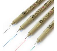 Sakura Micron Pigment Fineliners 0.2mm Negro, Azul, Rojo, Verde Paquete De 4