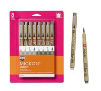 SAKURA Pigma Micron - Bolígrafos de punta fina, bolígrafos de tinta gris de archivo, bolígrafos para escribir, dibujar o escribir en diario, varios tamaños de puntas, paquete de 8