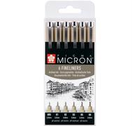 Sakura pigma micron bolígrafos punta calibrada set de 6, tinta negra