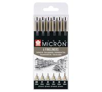 SAKURA Pigma Micron Fineliner Pens Set of 6, Waterproof, Permanent Black Ink, Assorted Sizes | Pens for Writing, Drawing & Journaling