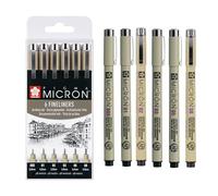 SAKURA Pigma Micron Bolígrafos Punta Calibrada Set de 6, Tinta negra permanente resistente al agua, Variedad de tamaños | Bolígrafos para escribir, dibujar y llevar un diario