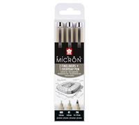 SAKURA Pigma Micron Fineliner Set Architecture - 3 Lápices - 0.2 mm + 0.25 mm + PN - Tinta Negra - Impermeable - Resistente a la decoloración - Ideal para esbozos urbanos y dibujos arquitectónicos