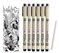SAKURA Pigma Micron Pigment Fineliner, color negro, 6 unidades .005 .01 02.03.05.08 Made in Japon