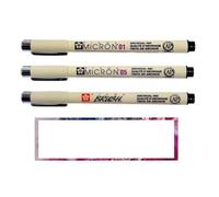 Sakura Pigma Micron - Pigmento negro para escribir puntos extrafinos .01.05. Brush [Juego de 3] Made in Japan