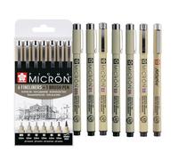 SAKURA Pigma Micron Rotulador Set de 6 + Pincel | Tinta permanente resistente al agua| Rotuladores para escribir, dibujar y llevar un diario
