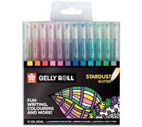 SAKURA Gelly Roll Stardust Bolígrafos de gel con purpurina Set de 12, Colores surtidos con purpurina | Bolígrafos para escribir, dibujar, escribir en un diario y rotular