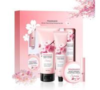 Sakura - Set de regalo para mujer, set de cuidado de la piel, set de cuidado para mujer, hidratante, set de regalo para mujeres, crema de manos mini, con loción corporal, crema de manos, bálsamo