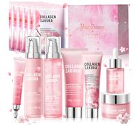 Sakura Skin Care Coreano, Skincare Coreano Kit, Set Cremas Mujer Regalo con Crema De Manos, Crema Facial, Tónico, Loción, Limpiador, Mascarilla, Contorno de Ojos, Sérum, Adolescentes y Mujeres, 12Pcs