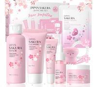 Sakura Skin Care Coreano, Skincare Coreano Kit, Set Cremas Mujer Regalo con Limpiador, Tónico, Sérum, Crema Facial, Contorno de Ojos, Mascarilla, etc, Rutina Completa de Cuidado de la Piel, 12 Piezas