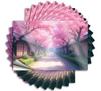Sakura Trees in Bloom Along The Pathway Laptop Spring - Pegatinas autoadhesivas de granja (12 x 18 cm)