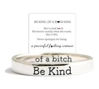 SAKURRDD Anillo Be Kind of A Bitch, Anillo de Amistad Inspirador de Acero Inoxidable for Mujer con Tarjeta de votos Personalizada, Anillo con Frases Divertidas, Anillo for Mujer (A,7)/333