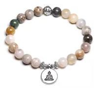 SAKURRDD Pulsera de Cuentas de Mala de Yoga Naturales de 8 mm for Hombre y Mujer, Multicolor, 23 cm/284