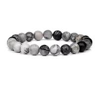 SAKURRDD Pulsera de Cuentas de Piedra Natural de 8 mm Hecha a Mano for Hombre y Mujer, Estilo Mala de Yoga, Color Negro, 23 cm/160