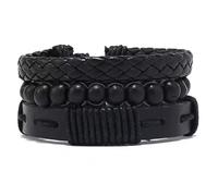 SAKURRDD Pulsera de Cuero for Hombre, Pulseras Tejidas a Mano, Pulseras de Cuero Retro, Cuerda de Cuero Ajustable / 46